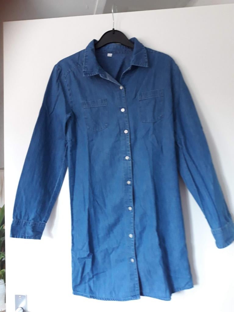 Leuke lange jeans blouse maat 146, Ophalen of Verzenden, Zo goed als nieuw, Meisje, Overhemd of Blouse