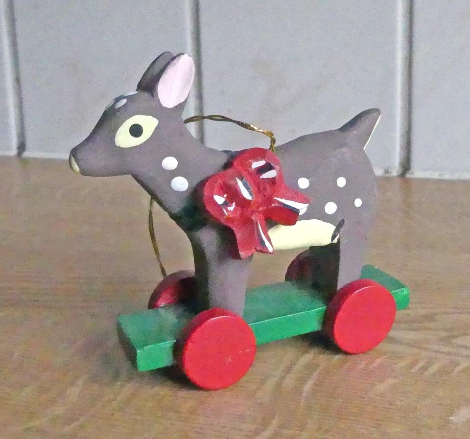 Kerst hanger rendier damhert houten kerstboomhanger, Ophalen of Verzenden, Gebruikt