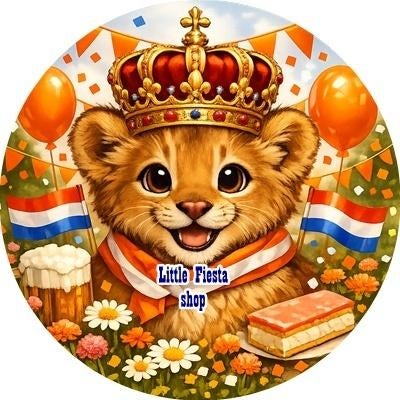 L1317 icing frosting koningsdag 19cm eetbare taart print, Ophalen of Verzenden, Nieuw, Taarten, Versiering