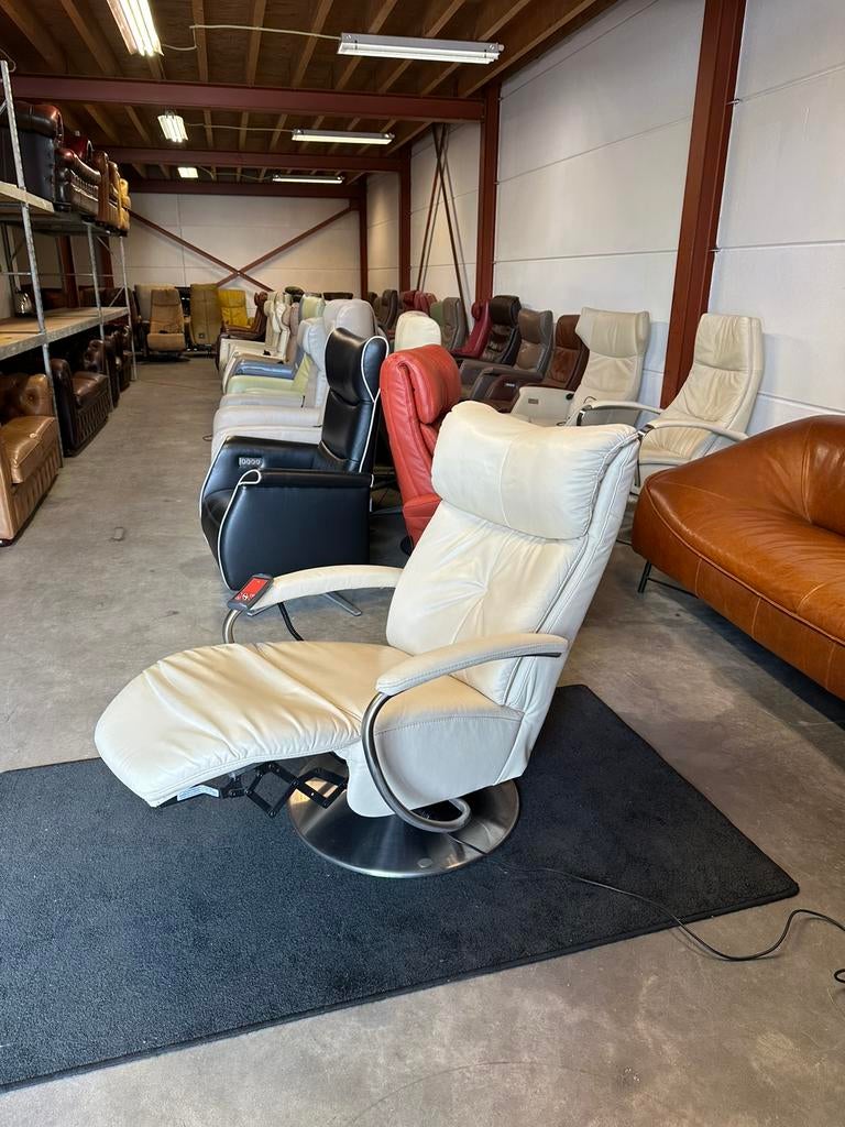 Wit leren relax fauteuil stoel elektrisch Z.G.A.N., 2871SK, Mariansoliak8@gmail.com, Ophalen of Verzenden, Zo goed als nieuw