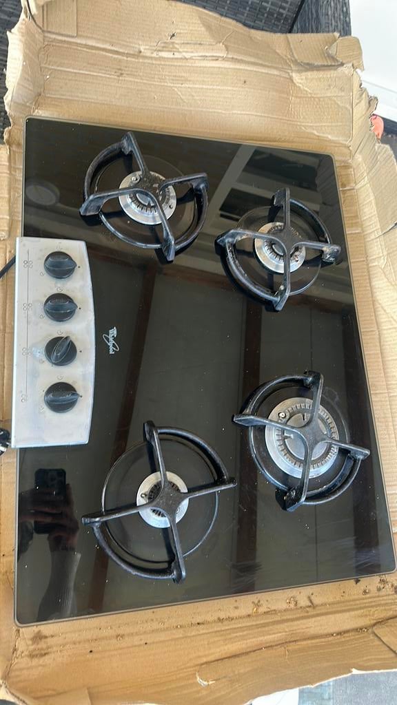 whirlpool glas gaskookplaat, Witgoed en Apparatuur, Kookplaten, Gebruikt, Inbouw, Gas, 4 kookzones