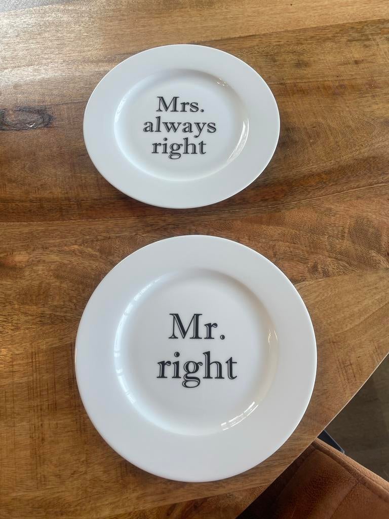 Leuke gebaksbordjes met humoristische tekst, Huis en Inrichting, Keuken | Servies, Ophalen, Keramiek, Zo goed als nieuw, Bord(en)