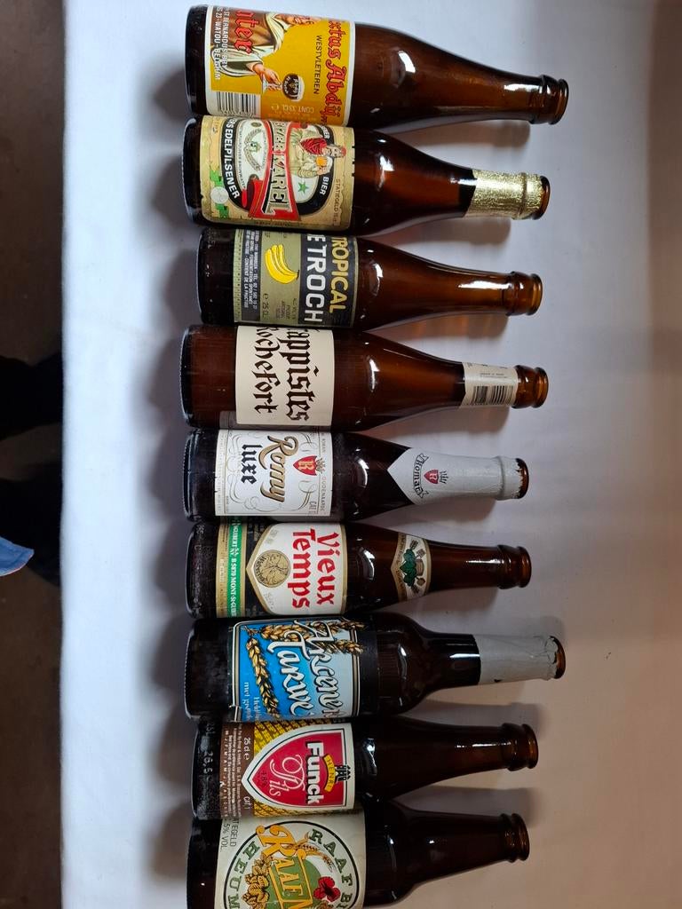 31 verschillende bierflessen allemaal leeg, Ophalen of Verzenden, Gebruikt, Flesje(s), Overige merken