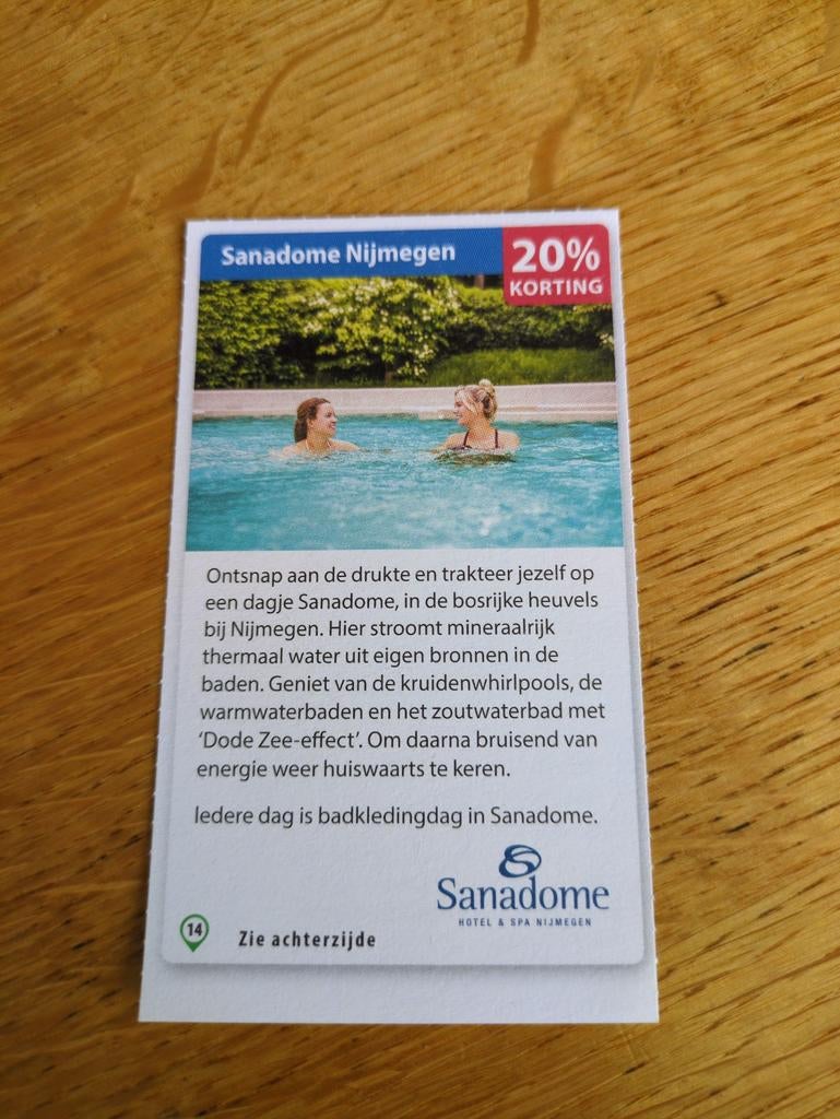 Kortingsbon voor Sanadome Nijmegen, Tickets en Kaartjes, Kortingen en Cadeaubonnen, Drie personen of meer, Kortingsbon, Spa of Sauna