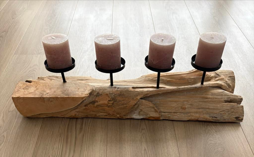 Kandelaar van hout, Ophalen, Gebruikt, Overige kleuren, Hout