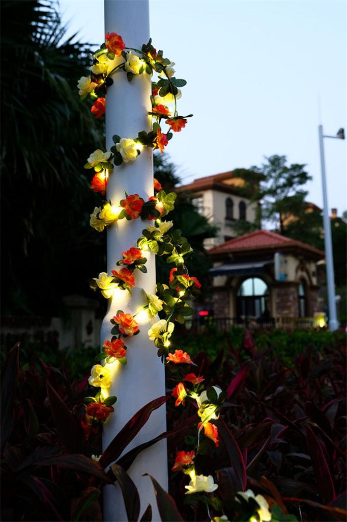 Wit Oranje Rozen Slinger Met Led Lamp Op Batterijen / Roos, Verzenden, Nieuw