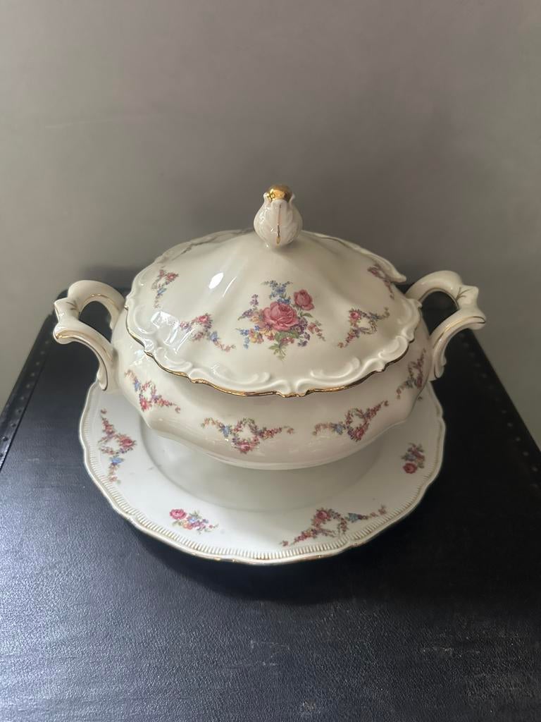 Brocante terrine Bavaria met schaal, Ophalen of Verzenden