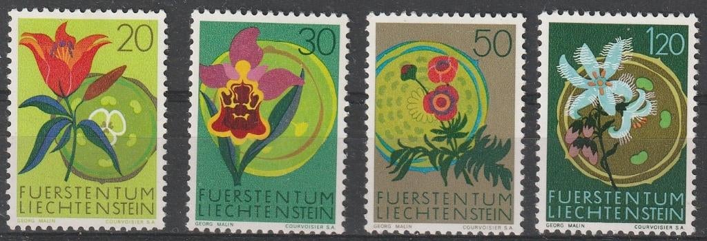 1696. Liechtenstein 521/24 pfr. Bloemen, Ophalen of Verzenden, Overige landen, Postfris