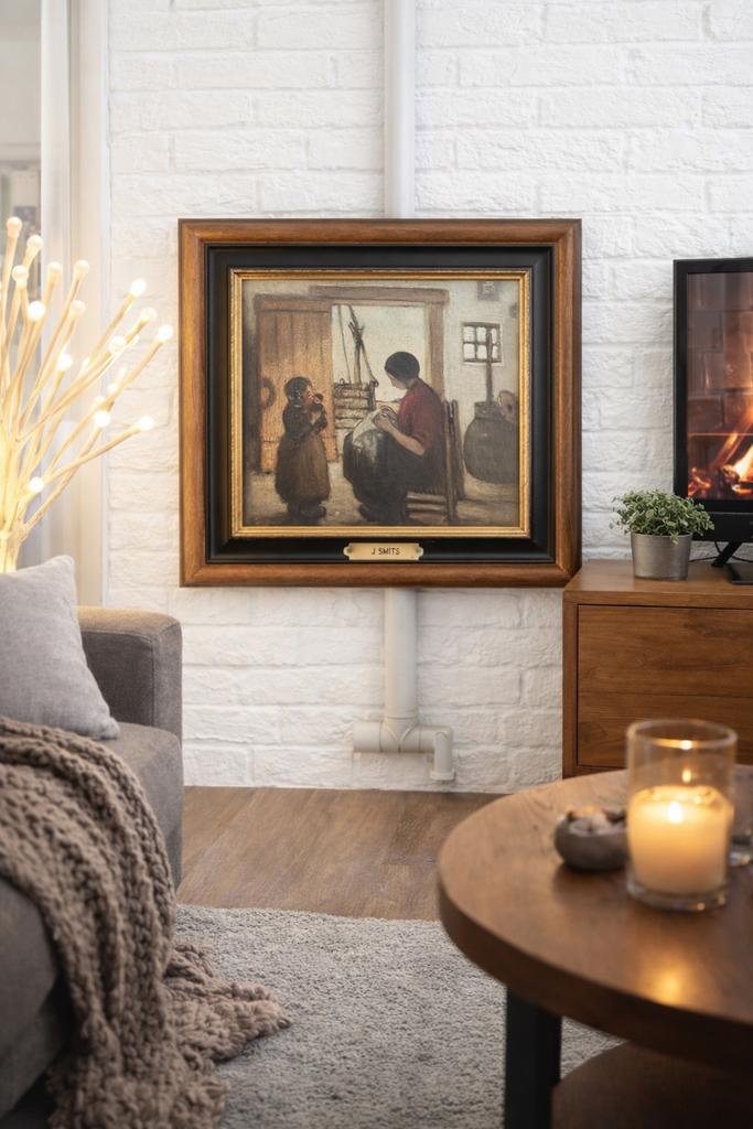 Oud Hollands tafereel: Moeder en kind, gesigneerd J Smits, Antiek en Kunst, Kunst | Schilderijen | Klassiek, Ophalen of Verzenden