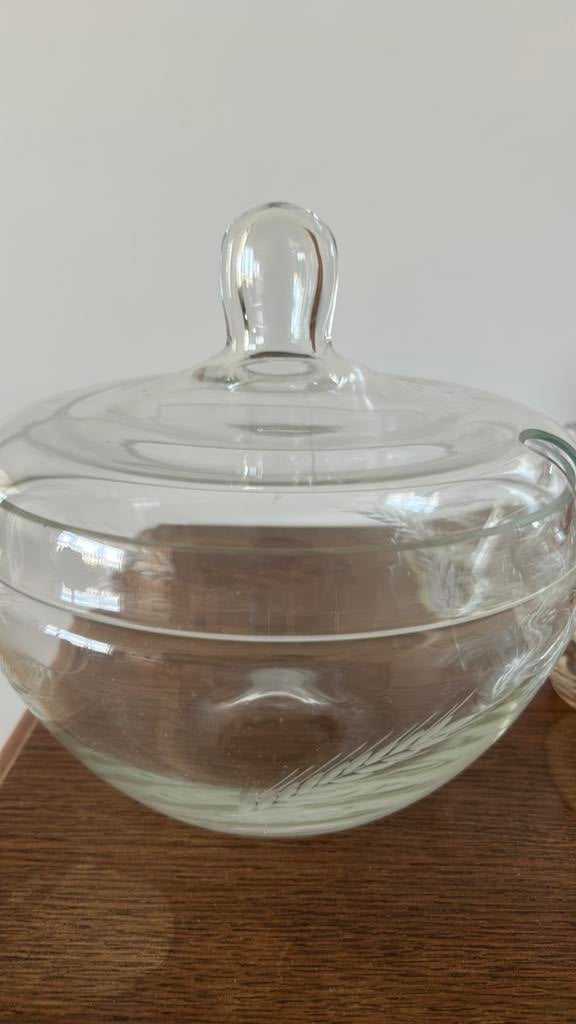 Glazen gegraveerde bowl schaal, Ophalen