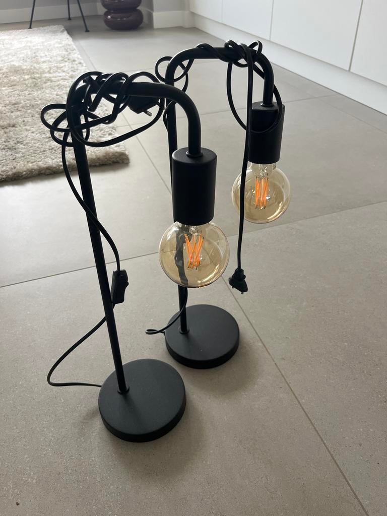 2 leuke zwarte nachtlampjes van Kwantum (excl. led), Ophalen, Gebruikt, Metaal, Minder dan 50 cm