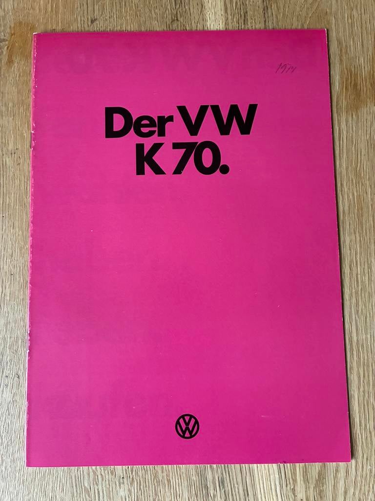 Volkswagen VW K70 brochure 1/74, Ophalen of Verzenden, Zo goed als nieuw, Volkswagen