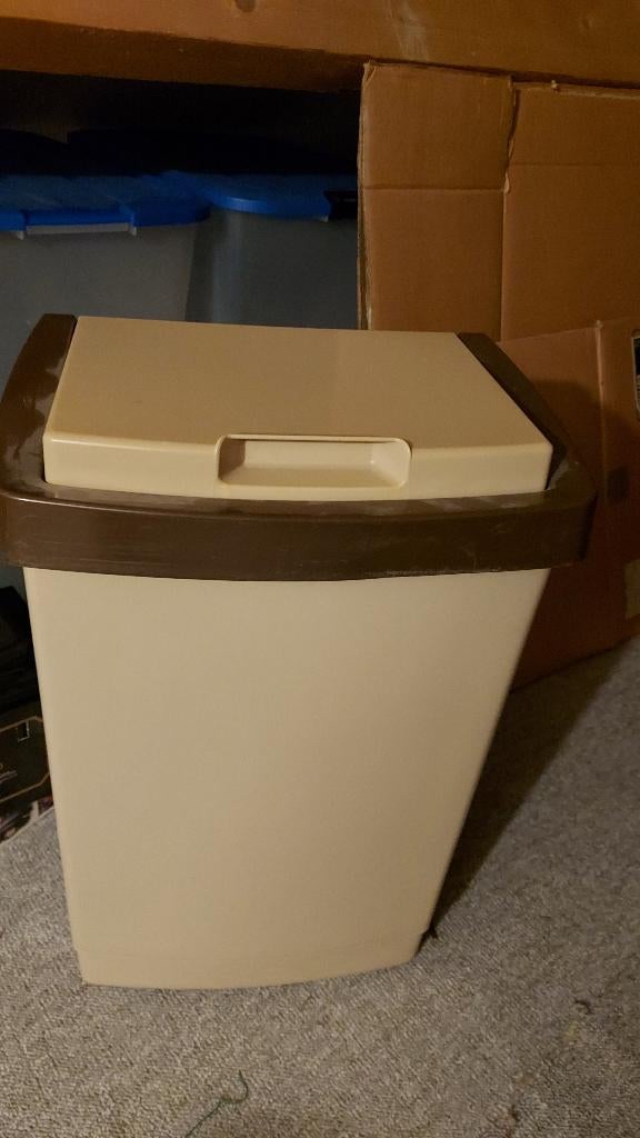 VINTAGE CURVER afvalbak bruin beige, Huis en Inrichting, Ophalen, Kunststof, 50 tot 75 cm, 40 liter of meer