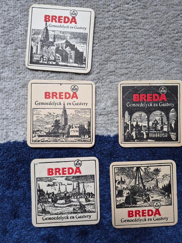 26 Breda bierviltjes en 3 hoefijzers, oud tot export, Verzamelen, Biermerken, Ophalen of Verzenden, Gebruikt, Viltje(s), Overige merken