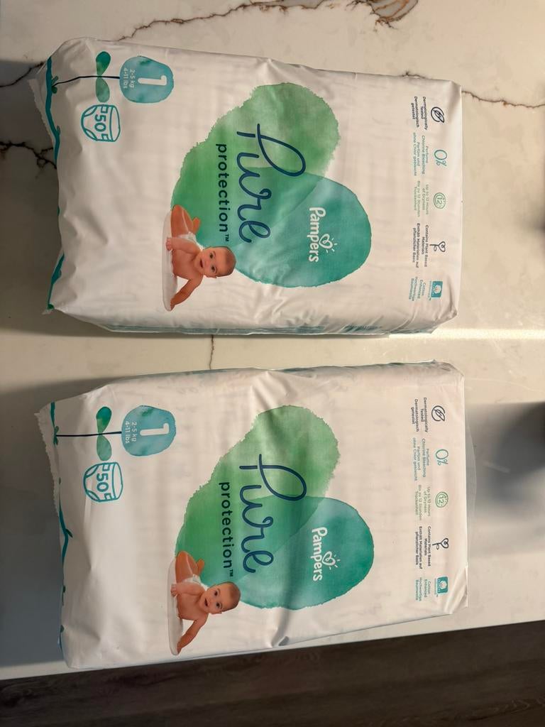 2 pakken (100st) Pampers pure protection maat 1 TEAB, Ophalen, Nieuw, Overige typen