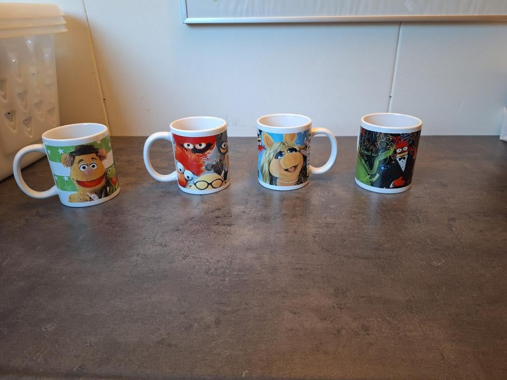 4  muppets mokken bekers disney, Ophalen, Overige figuren, Zo goed als nieuw, Servies