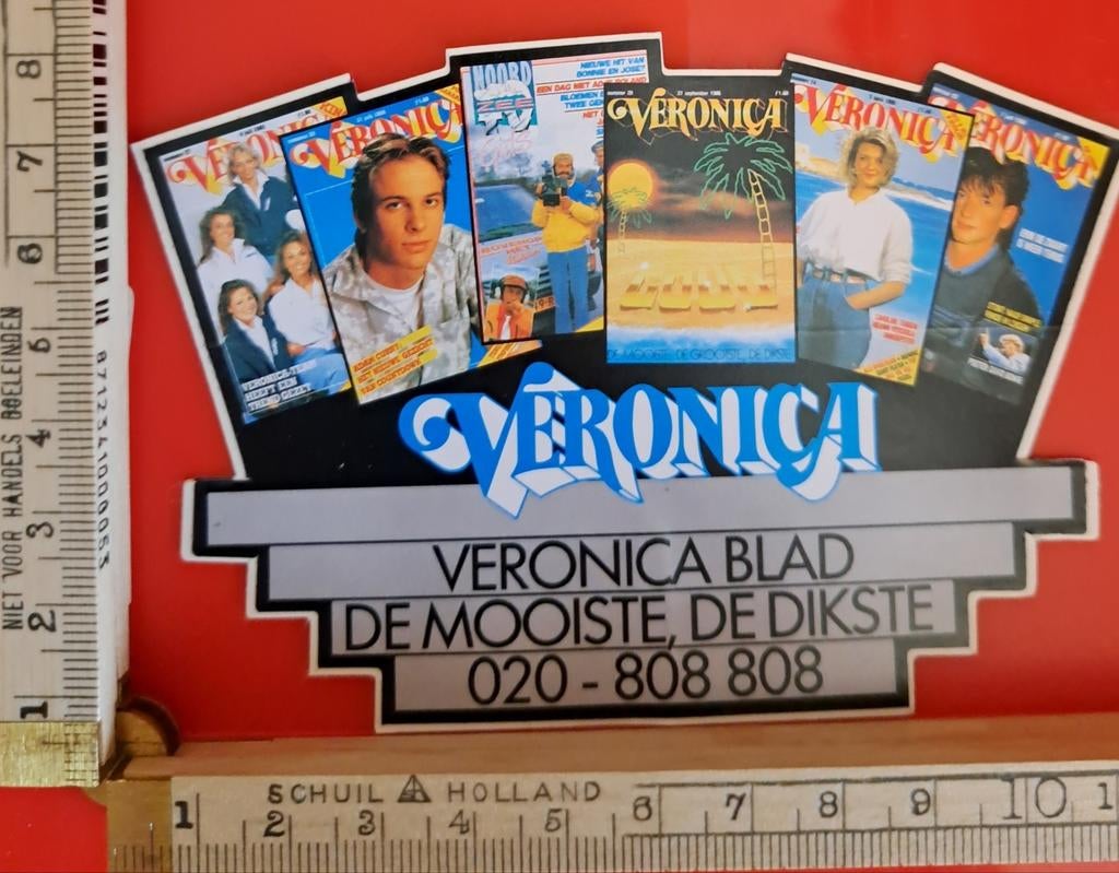 Vintage sticker  Veronica blad radiozender radiostation, Ophalen of Verzenden, Zo goed als nieuw
