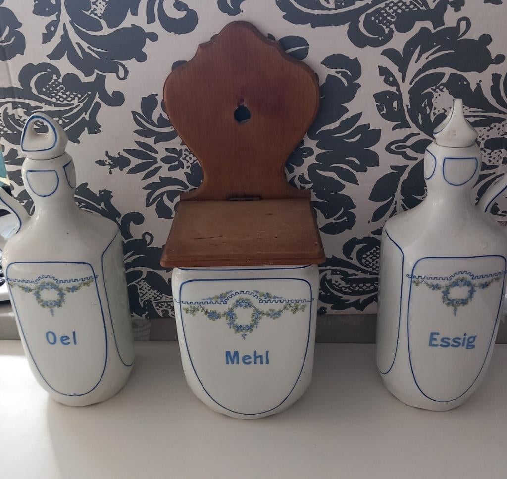 antiek set meel, olie  en azijn, Ophalen of Verzenden, Zo goed als nieuw