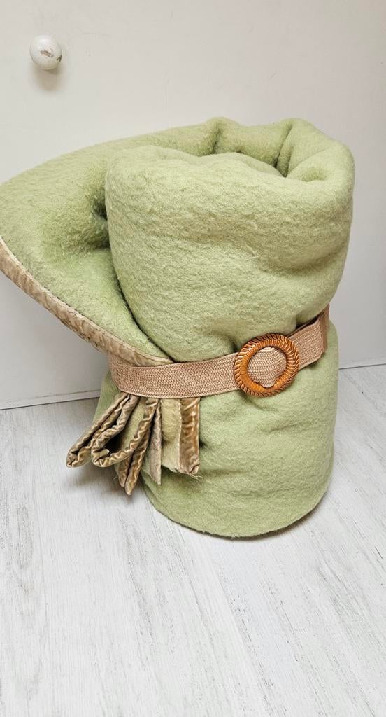 Grote vintage retro Walra scheerwollen 2 kleurige deken groe, Ophalen of Verzenden