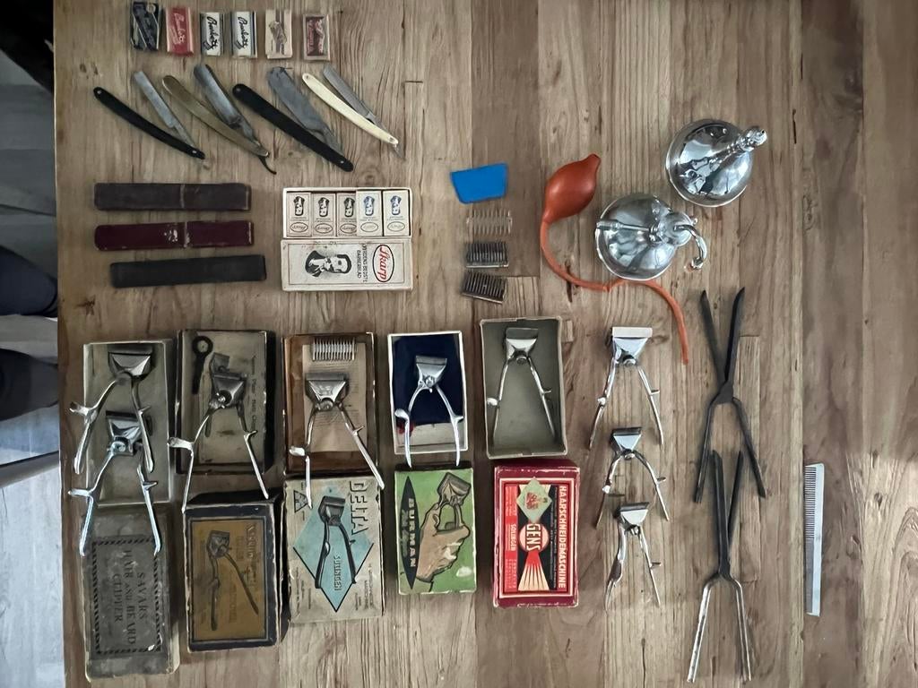 Kappersgereedschap antiek, Verzamelen, Ophalen, Gebruikt