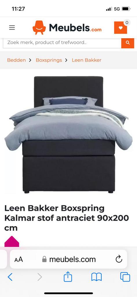 1 persoon complete boxspring, Ophalen of Verzenden, Zo goed als nieuw, Eenpersoons, 90 cm