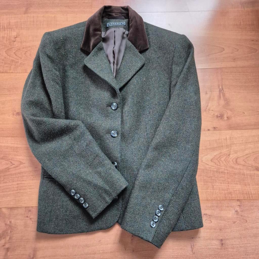 M38 Lanaby's colbert, mosgroen, bruine fluweel kraag 70% wol, Maat 38/40 (M), Lanaby 's, Ophalen of Verzenden, Zo goed als nieuw