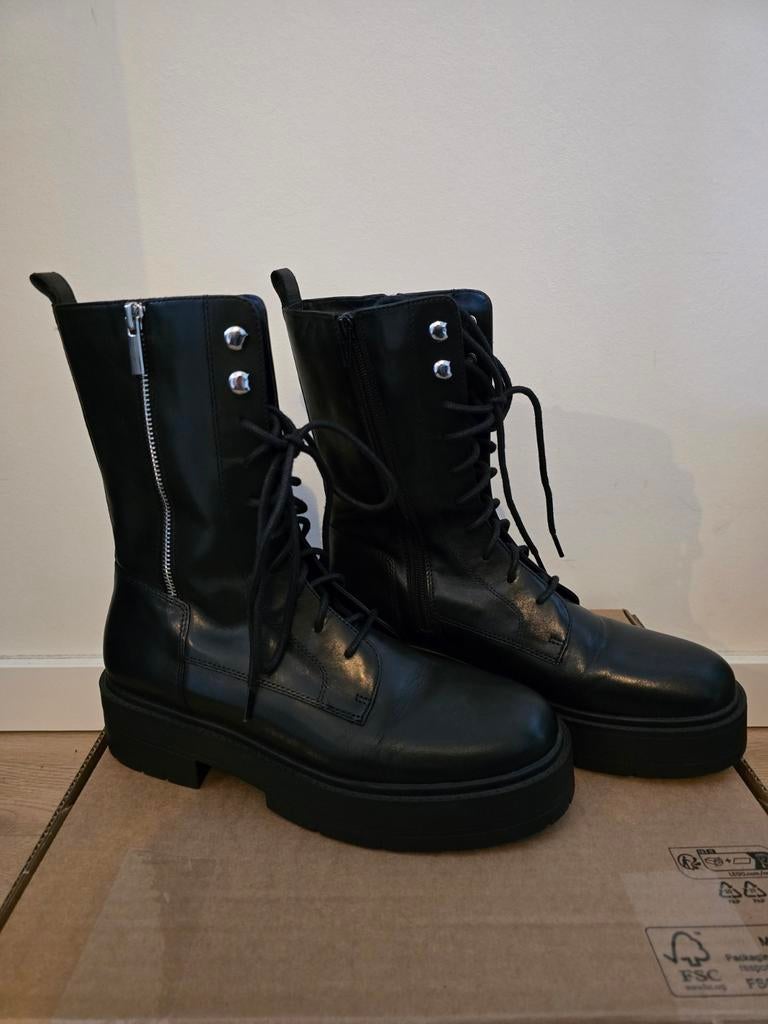 Geox Spherica Veterlaarzen - Maat 41, Nieuwstaat, Geox, Hoge laarzen, Zwart, Ophalen of Verzenden