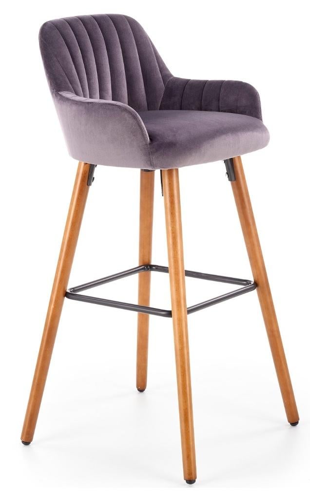 VOORRAAD Grijs velours design barkruk OP=OP NIEUW, Met voetsteun, 60 tot 90 cm, Nieuw, Ophalen of Verzenden