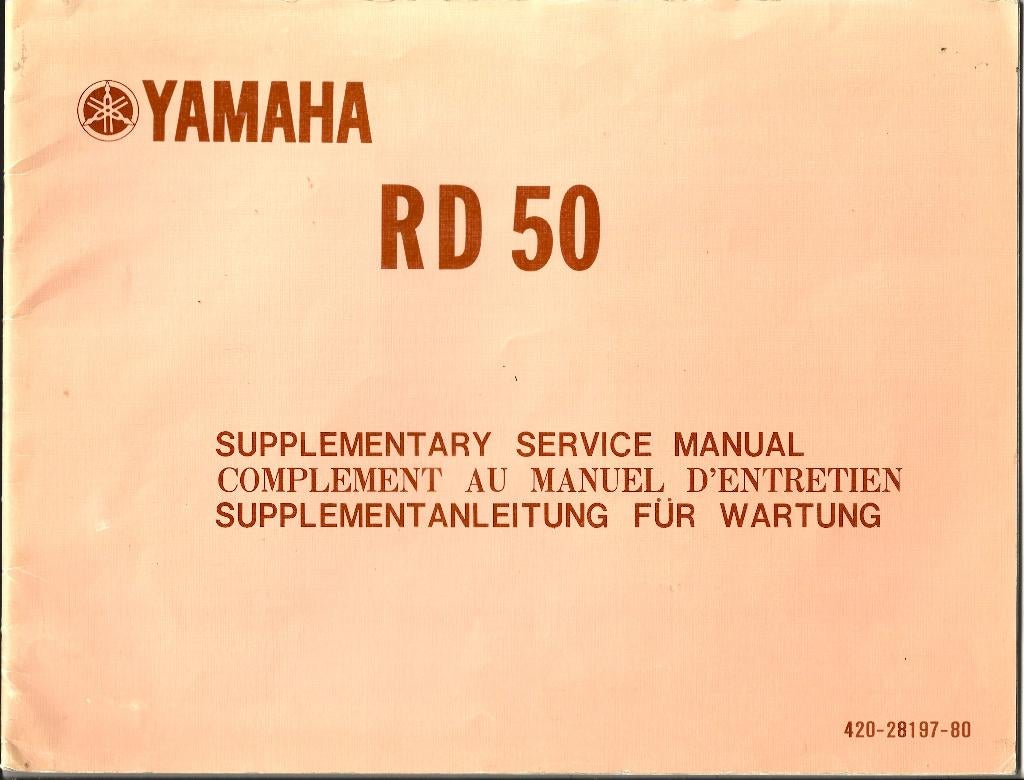 Yamaha RD50 supplement service manual (8001z), Ophalen of Verzenden, Zo goed als nieuw