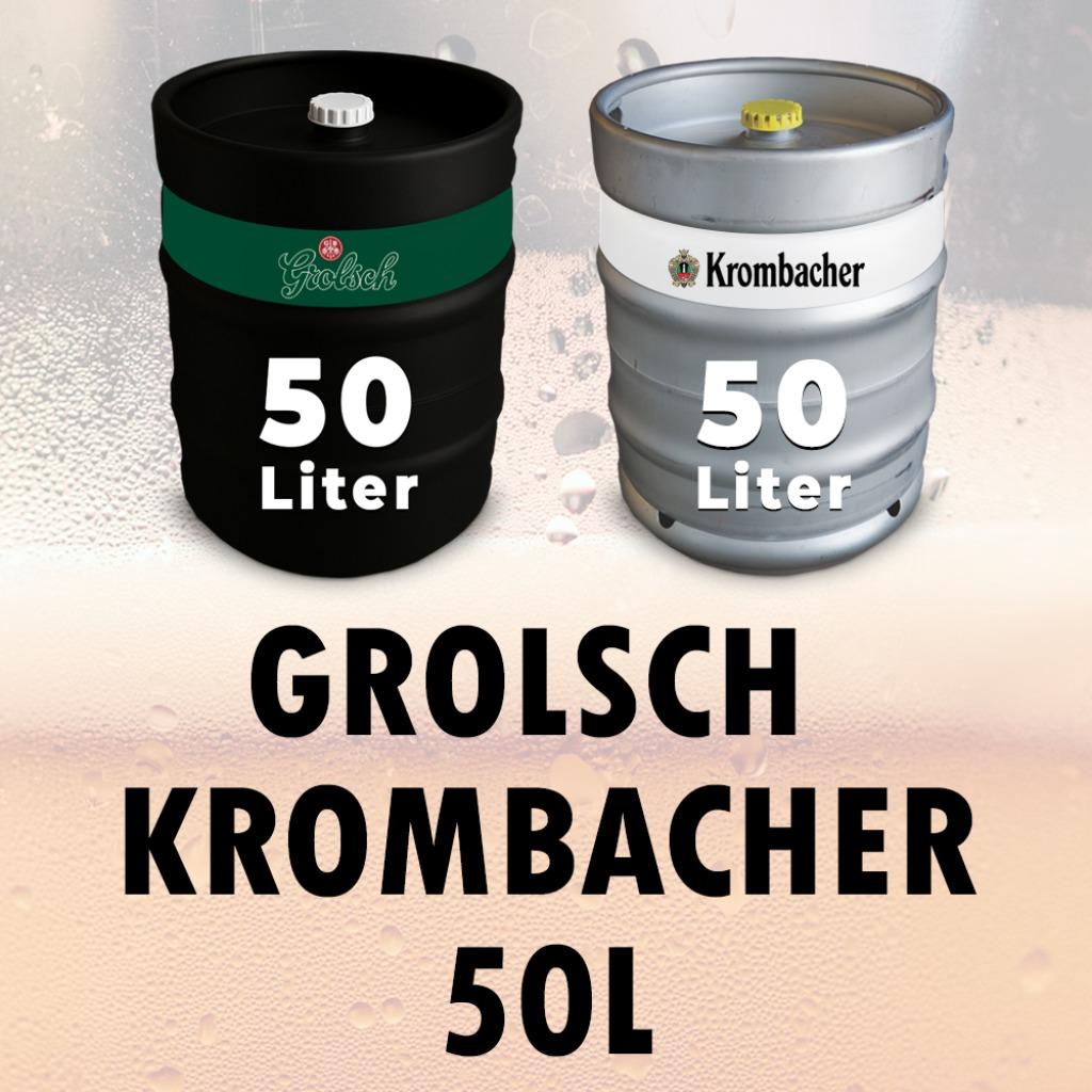FUSTEN Grolsch 50L €105,-  Krombacher 50L €105, -  Excl., Ophalen