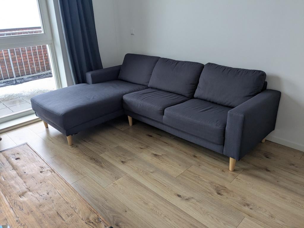 EGENSE 3-zitsbank met chaise longue - Donkergrijs, Ophalen of Verzenden, Zo goed als nieuw, Stof, Modern