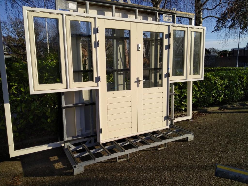 Melkmeisje hardhout kozijn met dubbele tuindeuren, Doe-het-zelf en Verbouw, Deuren en Horren, Buitendeur, 215 cm of meer, 120 cm of meer