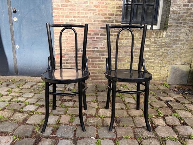 4 eetkamer stoelen Thonet, Ophalen, Bistro, Gebruikt, Zwart