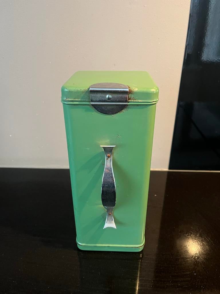 Vintage Groene Beschuitbus - Jaren '50/'60, Verzamelen, Blikken, Ophalen of Verzenden, Gebruikt, Beschuit, Overige merken