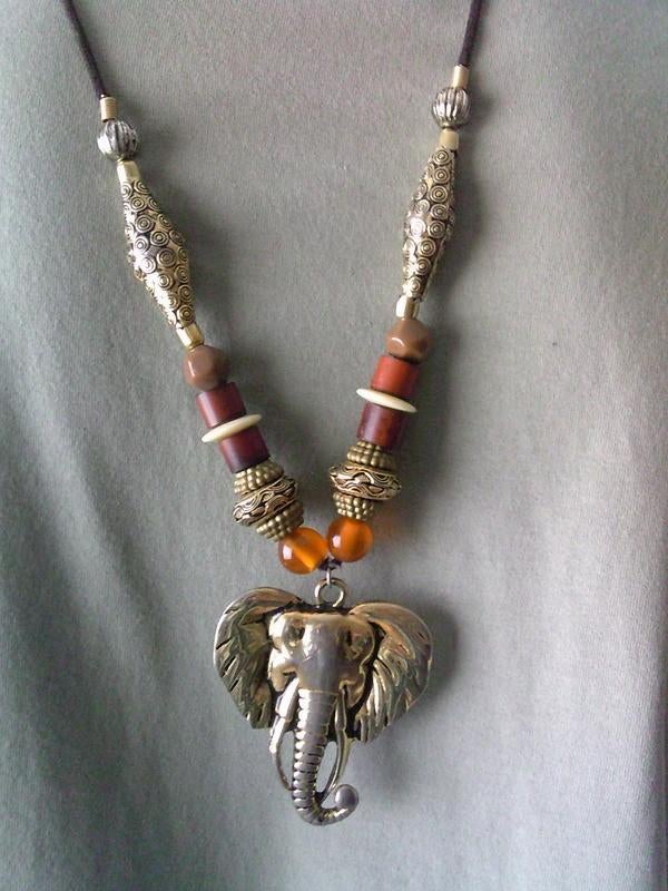 Olifanten ketting bohemien style, Verzenden, Gebruikt, Overige materialen, Met hanger