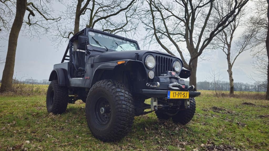 Jeep CJ7 5.9 V8 1979 Zwart 4x4, Auto's, Jeep, 8 cilinders, 1700 kg, CJ, Zwart
