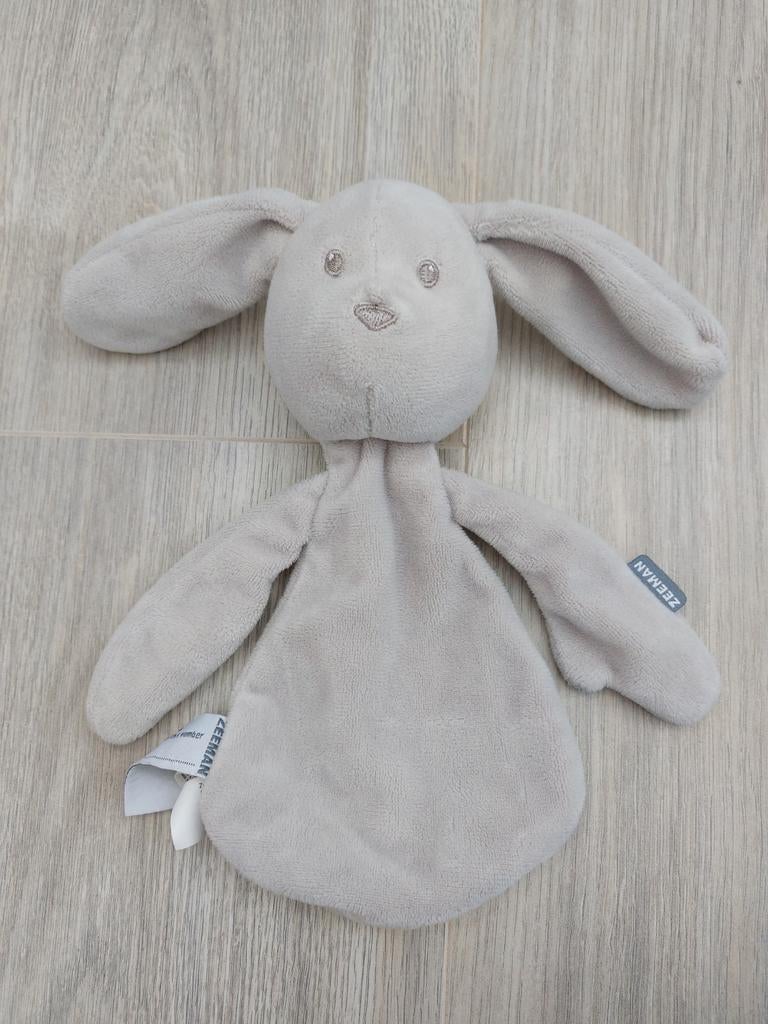 Knuffel knuffeldoekje Zeeman konijn hond grijs L1663, Ophalen of Verzenden, Zo goed als nieuw, Konijn