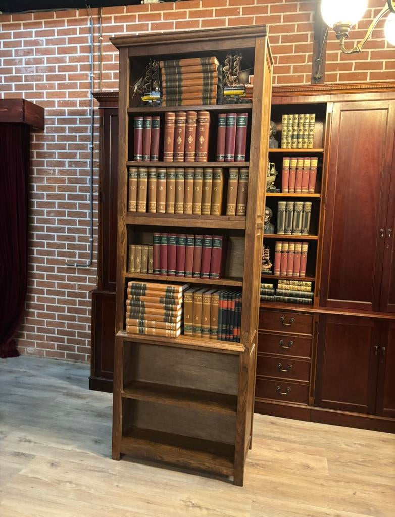 Boekenkast eikenhout dubbelzijdig - room divider, Ophalen, 100 tot 150 cm, 200 cm of meer, Eikenhout