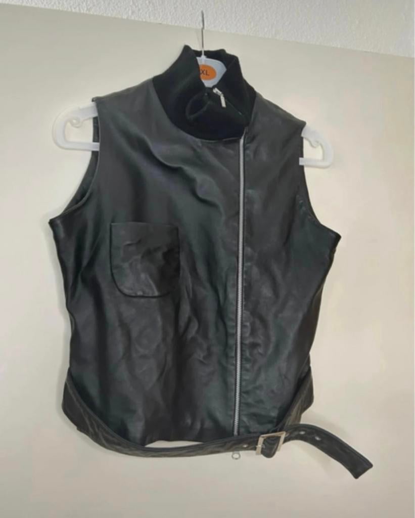 Echt leren vintage bodywarmer maat M/38 - zwart, Ophalen of Verzenden, Zo goed als nieuw, Maat 38/40 (M), Zwart