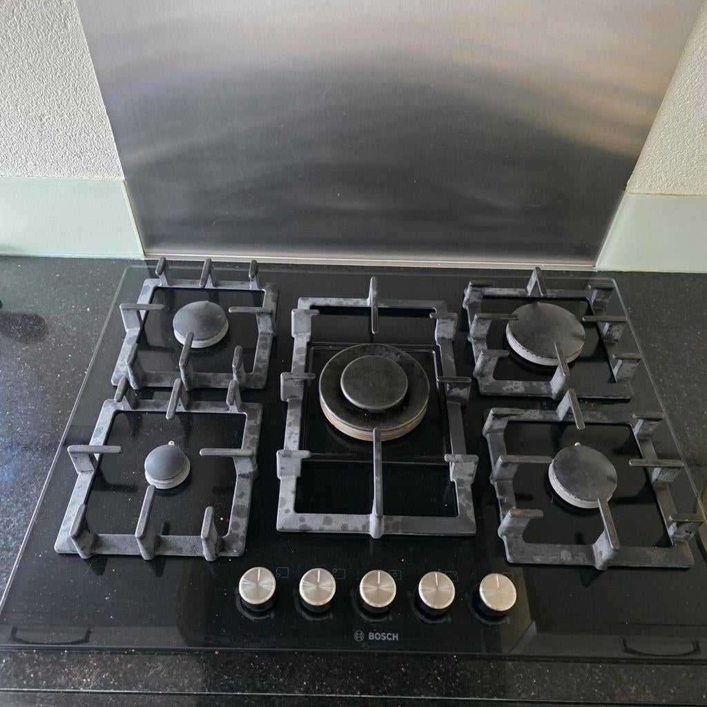 Bosch ppq716c91n Kookplaat / Gas op Glas 5pits / gasplaat, Ophalen of Verzenden, Inbouw, Gas, 5 kookzones of meer