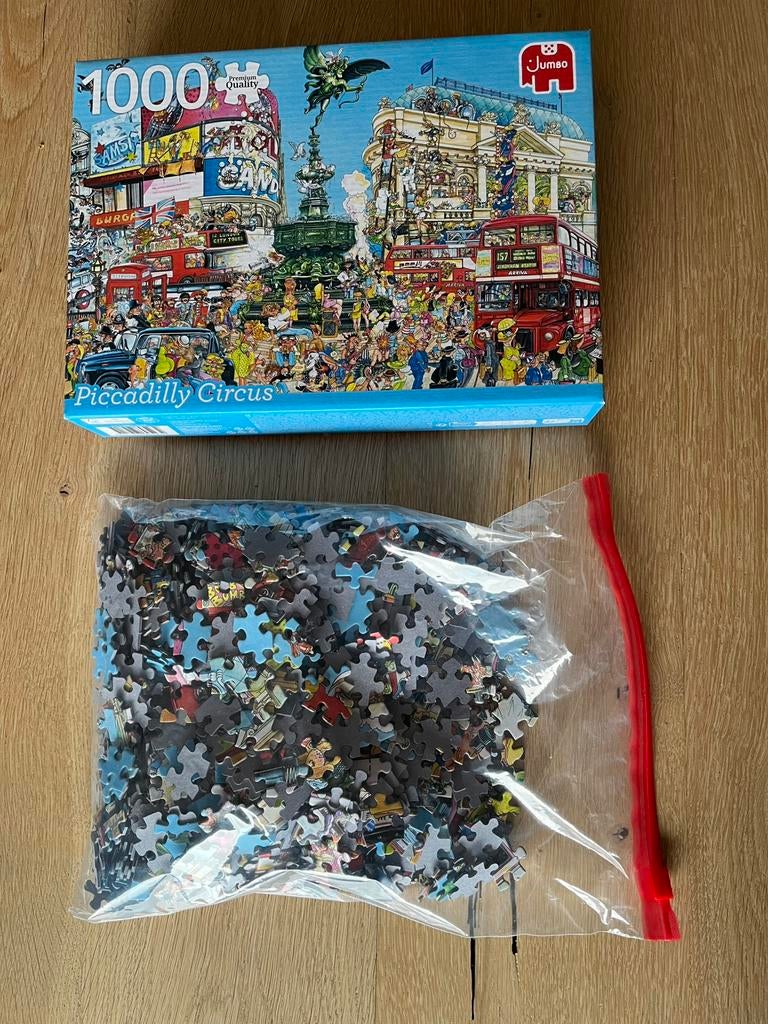Jumbo 1000 stukjes puzzel. Piccadilly circus Londen., Ophalen of Verzenden, 500 t/m 1500 stukjes, Zo goed als nieuw