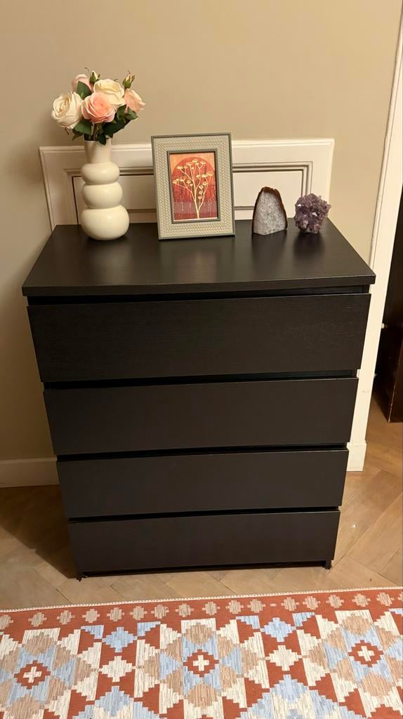 IKEA MALM Ladekast 4 lades - zwartbruin, Huis en Inrichting, Kasten | Ladekasten, Ophalen, Gebruikt, 50 tot 100 cm, 3 of 4 laden