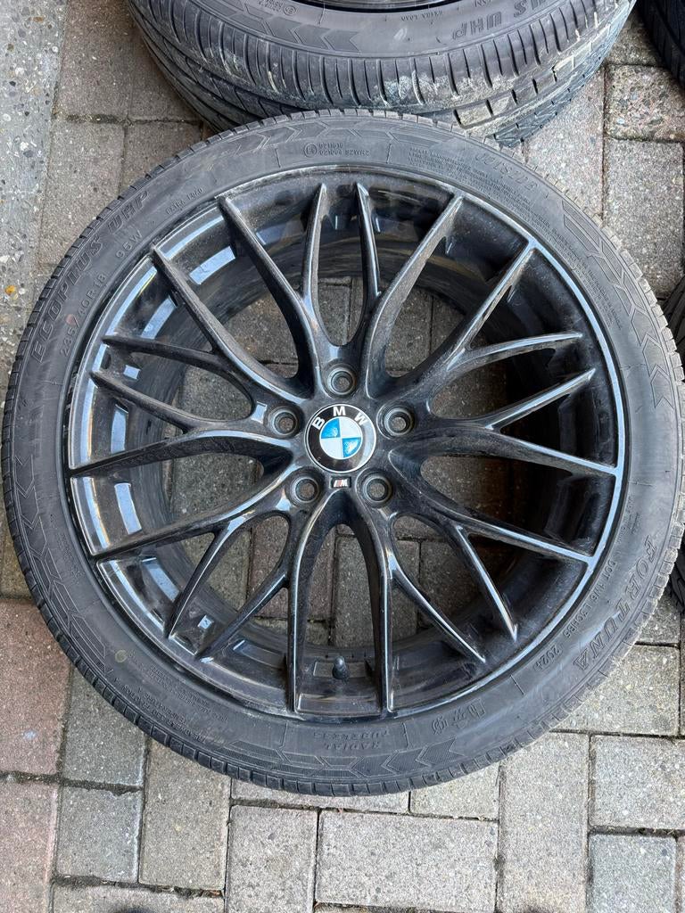 BMW Style 405 M Velgen met Banden - Zwart Glans (schade), Ophalen, 18 inch, Gebruikt, Banden en Velgen