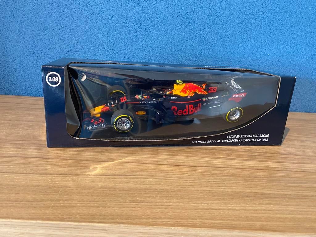 RedBull RB14 Verstappen Austrailian GP 2018 Minichamps Blauw, Ophalen of Verzenden, Zo goed als nieuw, Auto, MiniChamps
