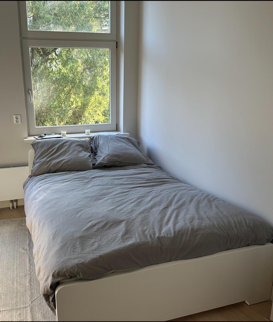 IKEA ASKVOLL Bed Frame 140x200 (White), Ophalen, Wit, Tweepersoons, 140 cm