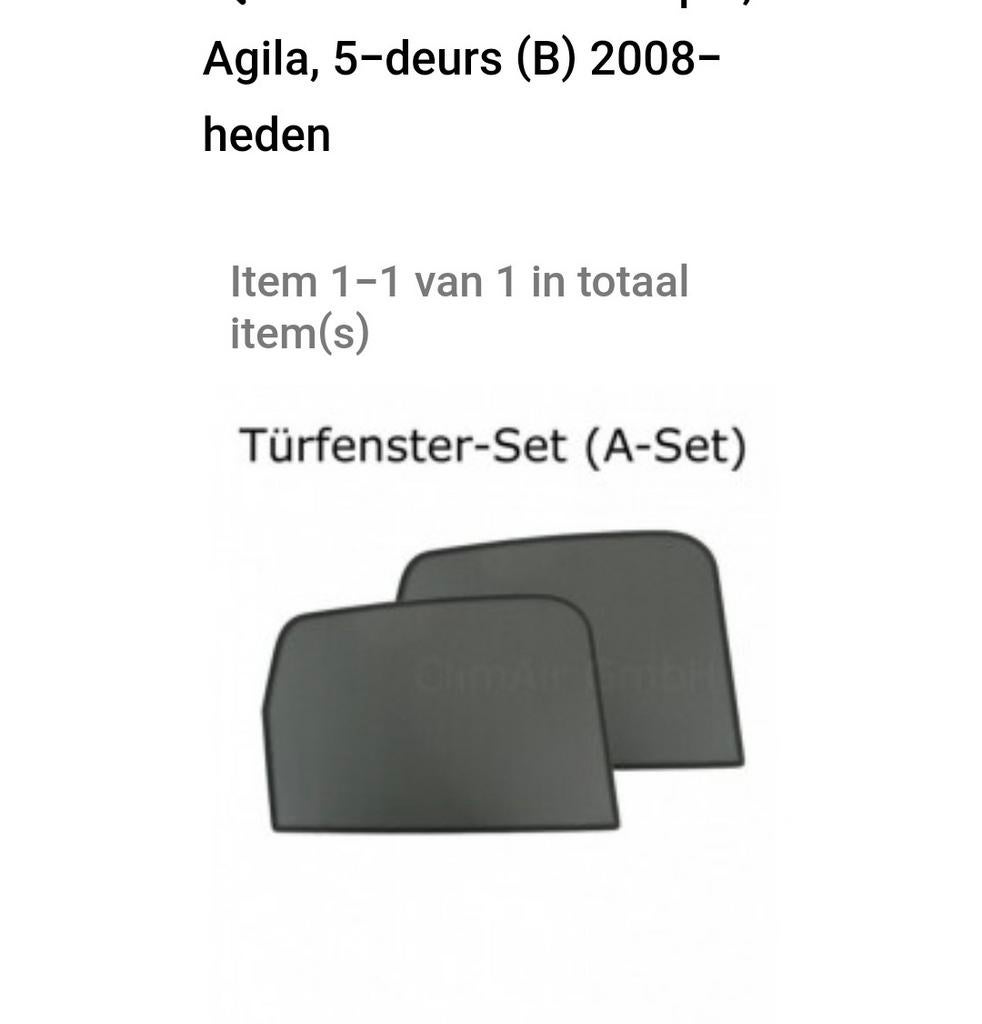 Sonniboy zonnescherm opel agila b /suzuki splash, Ophalen of Verzenden, Suzuki