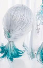 Prachtige anime cosplay pruik blauw wit synthetisch, Ophalen of Verzenden, Nieuw