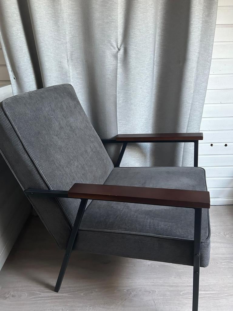 WOOOD fauteuil Sally Ribcord antraciet grijs, Ophalen of Verzenden