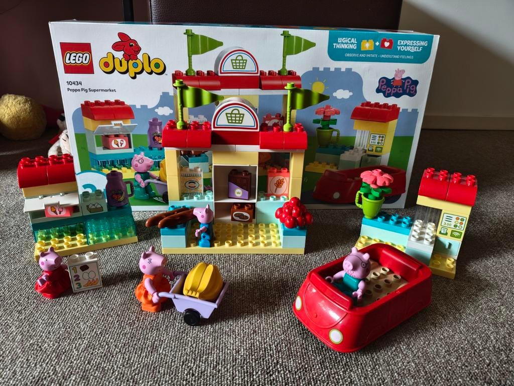 LEGO Duplo Peppa Pig Supermarkt 10434, Ophalen of Verzenden, Zo goed als nieuw, Complete set, Duplo