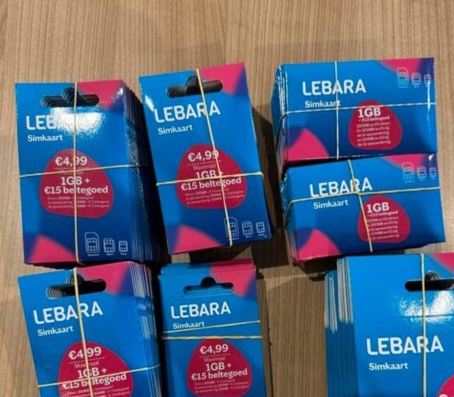 Lebara tegoed simkaart 200st nieuw geseald gratis verzending, Verzenden, Nieuw, KPN, Simkaart